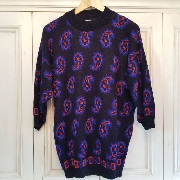 Vintage SWAK Paisley Sweater M - Picture 1 of 7